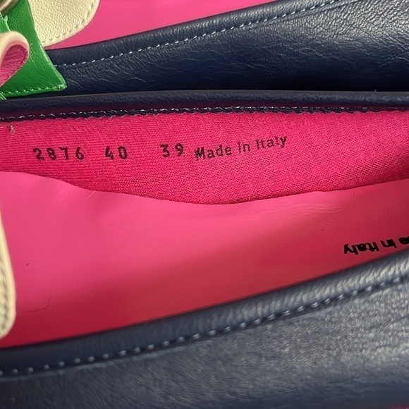 Brand New Ferca 81 Genuine Leather Ivory Blue Green Slip On Flats Buckle Loafers - Picture 6 of 16